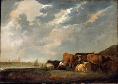 Cattle near the Maas, with Dordrecht in the Distance by Aelbert Cuyp